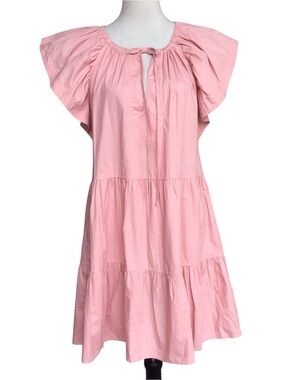 Pinch Peach Tiered Flutter Sleeve Babydoll Dress NEW